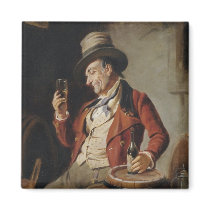 Old Man Drinking Beer Painting Magnet