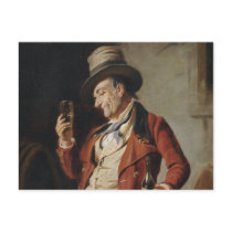 Old Man Drinking Beer Painting Post Cards