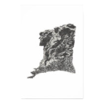 Old Man in the Mountain, NH - Pen Sketch Print by PURPLEGREYHOUND Old Man in the Mountain, NH - Pen Sketch Print