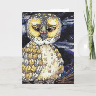 Old Man Owl Greeting Card card