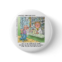 Old Man & The Pharmacy Funny Offbeat Cartoon Gifts buttons