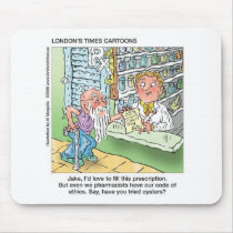 Old Man & The Pharmacy Funny Offbeat Cartoon Gifts mousepads by beardiethor123 Old Man & The Pharmacy Funny Offbeat Cartoon Gifts mousepads