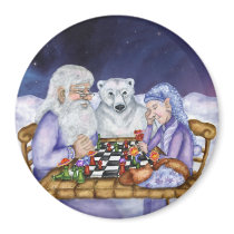 Old Man Winter and Jack Frost Play Chess Magnet