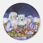 Old Man Winter and Jack Frost Play Chess Magnet