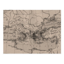 Old Map Atlas Mediterranean Sea Europe Brown Post Cards