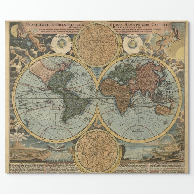 Old Map of Ancient World Vintage Cartography Wrapping Paper