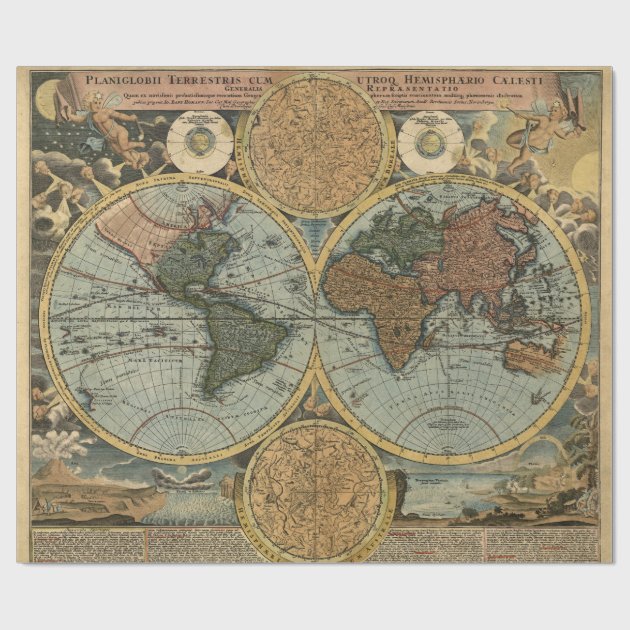 Old Map of Ancient World Vintage Cartography Wrapping Paper 1/4