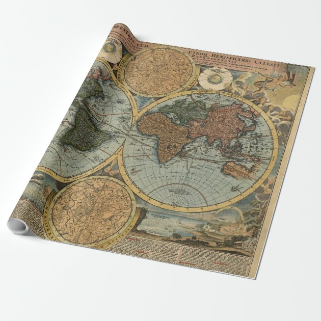 Old Map of Ancient World Vintage Cartography Wrapping Paper 2/4