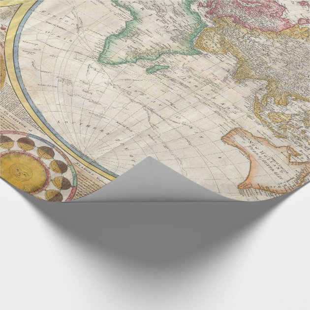 Old Map of the World Wrapping Paper 4/4