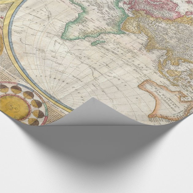 Old Map of the World Wrapping Paper-3