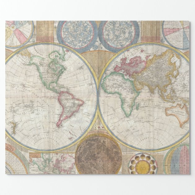 Old Map of the World Wrapping Paper