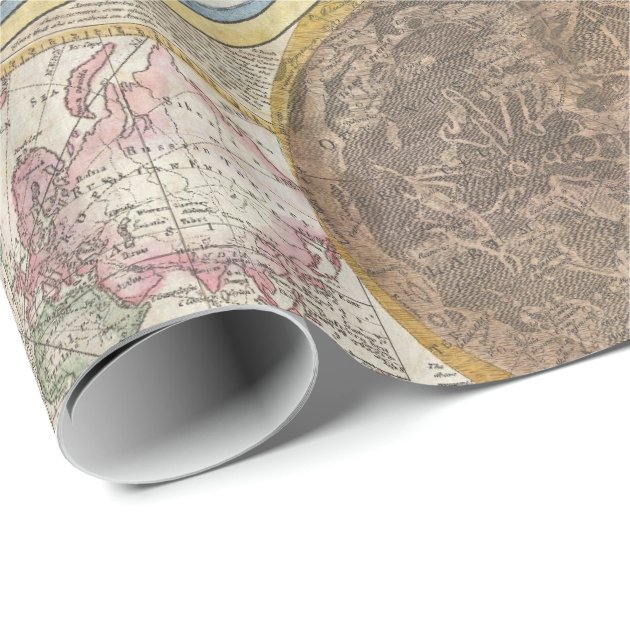 Old Map of the World Wrapping Paper 3/4