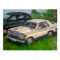 Old Mercedes painting postcards