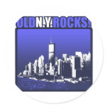 Old N.Y. Rocks! Round Stickers