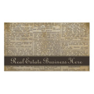Old Newsprint Real Estate Business Card
