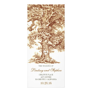 old oak tree rustic wedding programs rack card