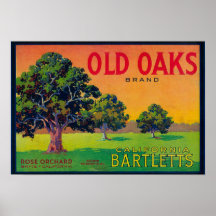 Old Oaks Pear Crate LabelBryte, CA Print
