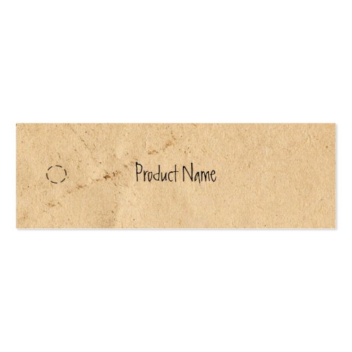 Old Paper Skinny Hang Tag Business Card (front side)