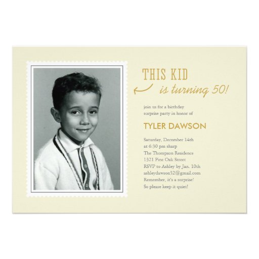 Old Photo Surprise Birthday Invitations - Light (front side)