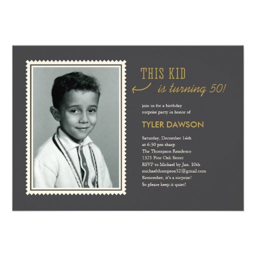 Old Photo Surprise Birthday Party Invitations (front side)