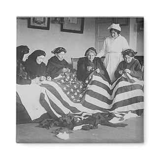 Old Photo Women Making American Flag magnet