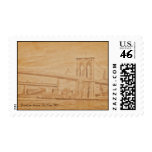old postcard Brooklyn Bridge stamps