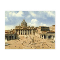 Old Postcard, Rome, St Peter's and the Vatican