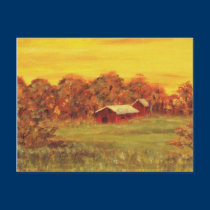 Old Red Barn Postcard