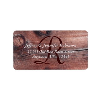 Old Red Barn Siding Return Address Label Monogram