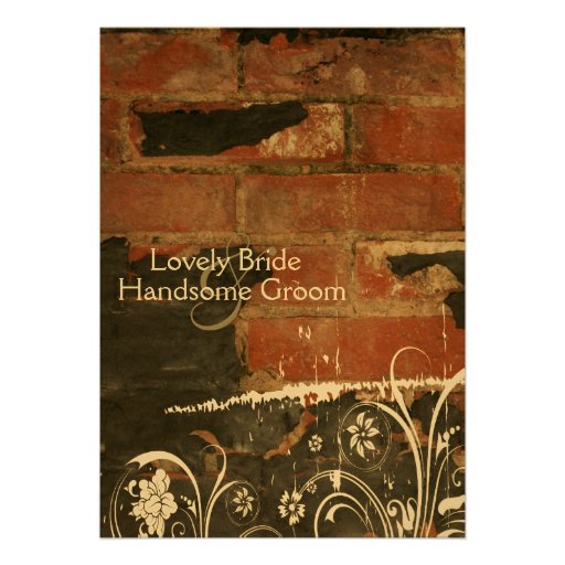 Old Red Brick Wedding Invitation