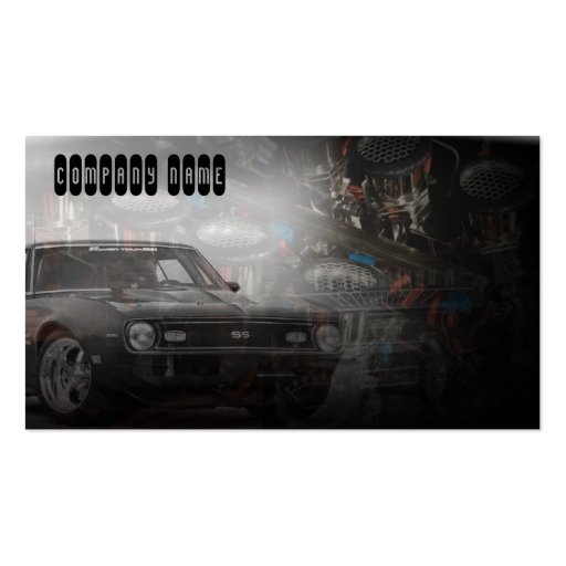 old retro muscle classic car business card (front side)