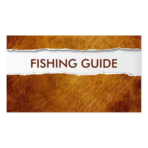 Old Ripped Paper Fishing Guide Business Card (front side)