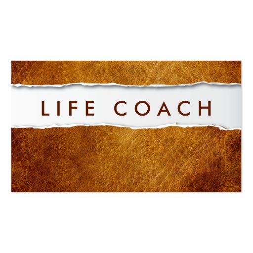 Old Ripped Paper Life Coach Business Card (front side)
