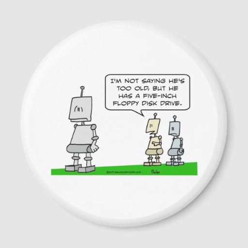 old-robot-floppy-disk-drive-2-inch-round-magnet-zazzle