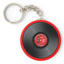 Old Rocker Dude Vinyl Record Keychain