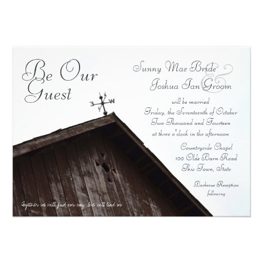 Old Rustic Barn Weathervane Personalized Invites