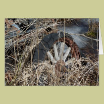 "Old Rusty Car Wheel with Spokes" cards