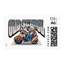 Old School Biker Postage Stamp