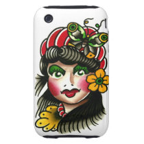 Old School Butterfly Girl Tough Iphone 3 Case
