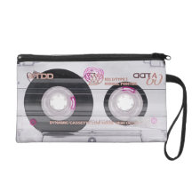 Old school cassette tape wristlet purse