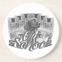 old school, hip hop style, dog, music, vintage, retro, rap music, hip hop, Coaster with custom graphic design