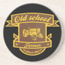 funny, old school, farmer, vintage, blazon, coaster, cool, humor, retro, fun, Coaster with custom graphic design