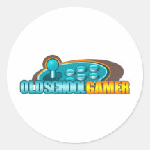 Old School Gamer Arcade Stick Buttons Round Sticker