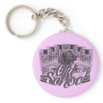 old school, hip hop style, dog, music, vintage, retro, rap music, hip hop, mode, Keychain with custom graphic design
