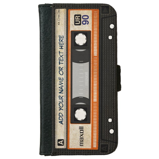 Old School Retro Grunge 80s DJ Music Cassette Tape iPhone 6 Wallet Case-2