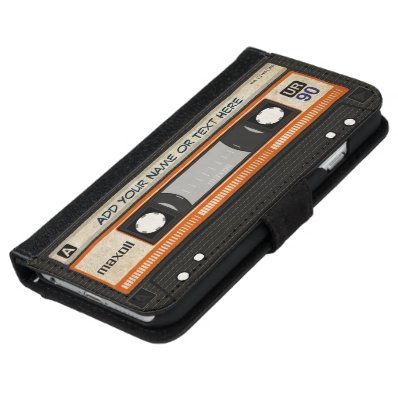 Old School Retro Grunge 80s DJ Music Cassette Tape Wallet Phone Case For iPhone 6/6S