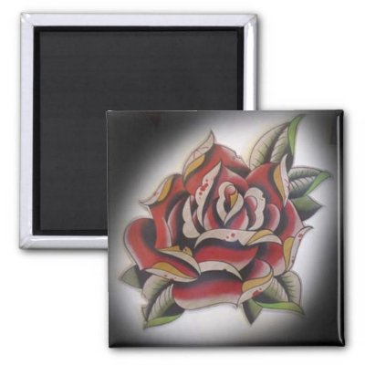 old school roses tattoo. old school rose magnets by