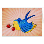 Old School Swallow with Cherry Card