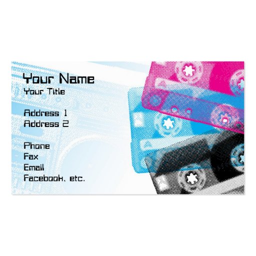 Old School Tapes and Boom box Profile Cards Business Card Template (front side)