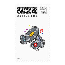 old school vinyl records stamp
